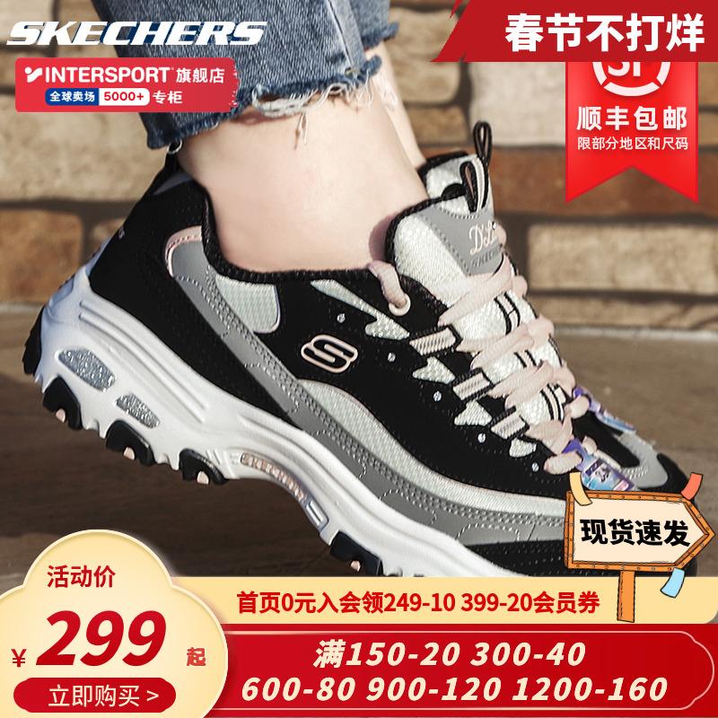 Giày Nữ SKECHERS Chính Thức Hàng Đầu Store Mùa Đông Mới Dày Đế Bố Giày Thể Thao Nữ Gấu Trúc giày Giày Thường