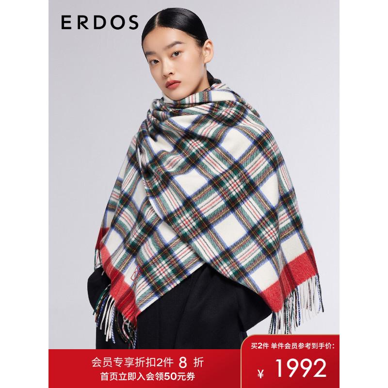 ERDOS 22 mùa thu đông mới nguyên chất cashmere khăn choàng kẻ sọc nữ 1 lớp họa tiết nước ấm khăn 180X70cm