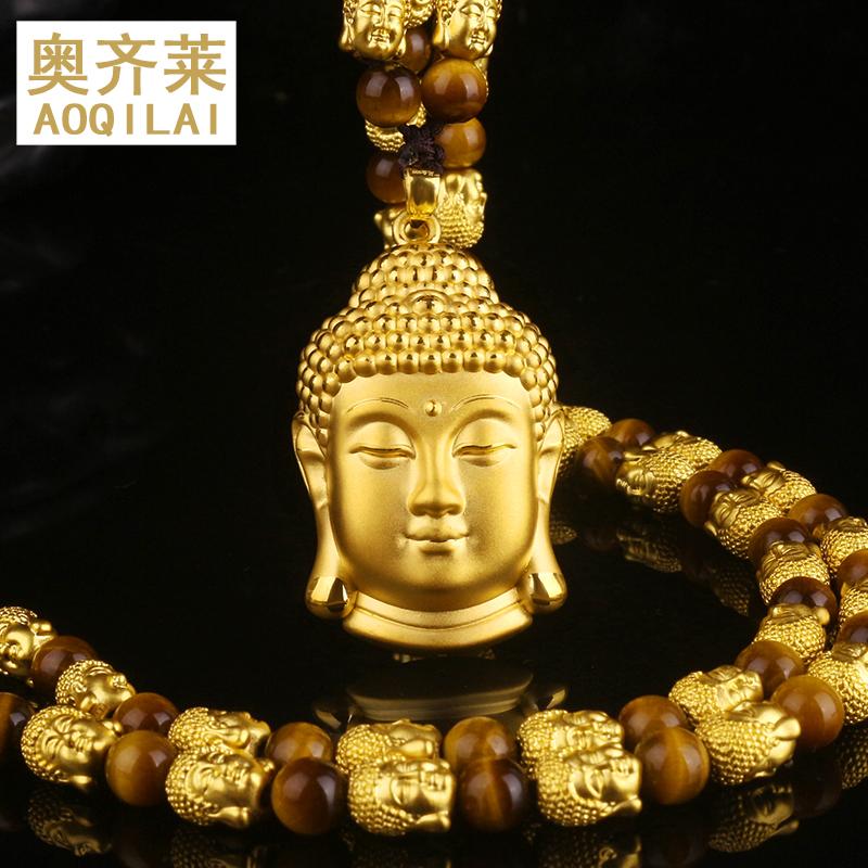 999 chân Phật vàng Mặt dây chuyền Maitreya cho Tiger Eye Vòng cổ dây chuyền Light Light Luxury Gold Gold Gold Phụ kiện