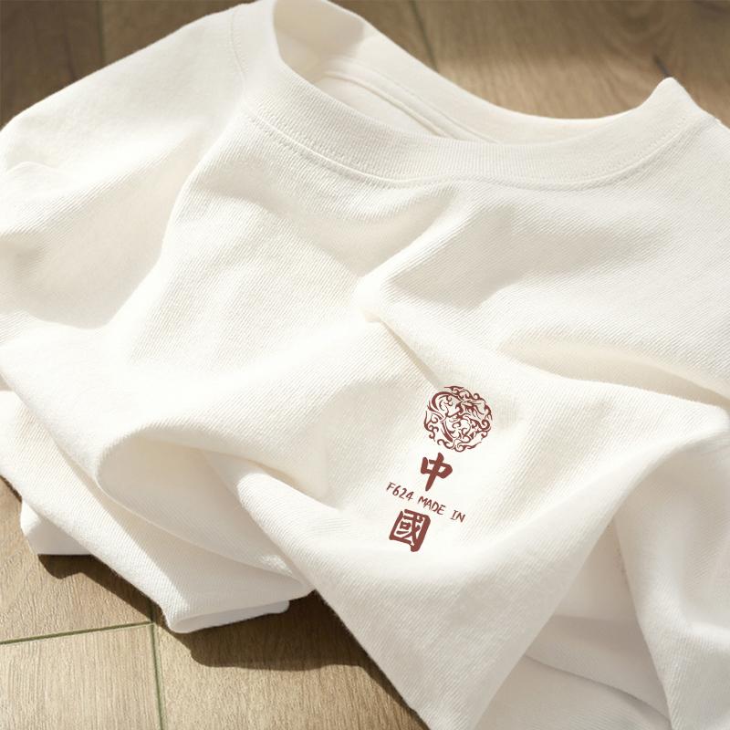 Xu hướng quốc gia Áo thun ngắn tay màu trắng họa tiết cotton dày dặn dành cho nữ mùa hè Áo kiểu cổ điển Mỹ cao cấp sang trọng và đẹp