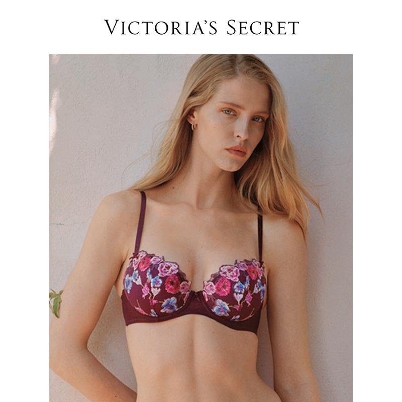 Victoria's Secret Hoa Thêu Nơ Trang Trí Đệm Mỏng Lớn Ngực Áo Ngực Quần Lót