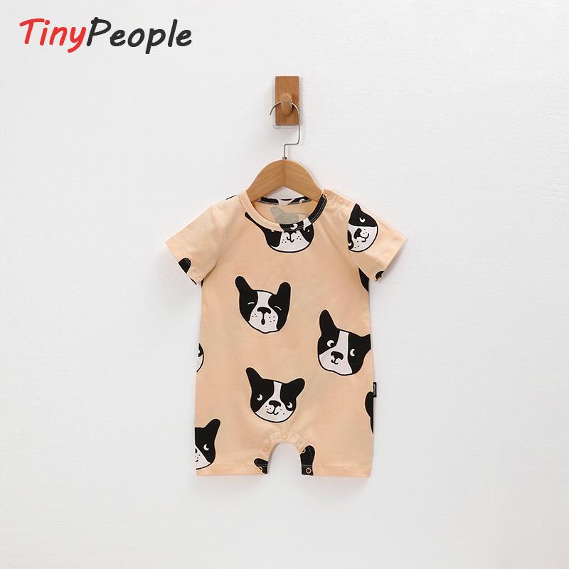 Tinypeople Husky Phong Cách Bắc Âu Cho Bé Cotton Leo Núi Quần Áo Cho Bé Bộ Jumpsuit Ngắn Tay Nam Mùa Hè Ngắn Tay