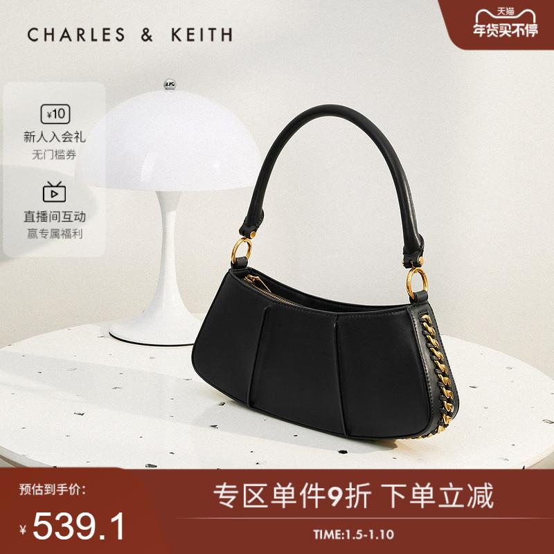 Túi đeo sát nách thanh lịch CHARLES&KEITH CK2-20270969 Túi nữ cầm tay phong cách cổ điển Pháp Túi đeo vai nữ