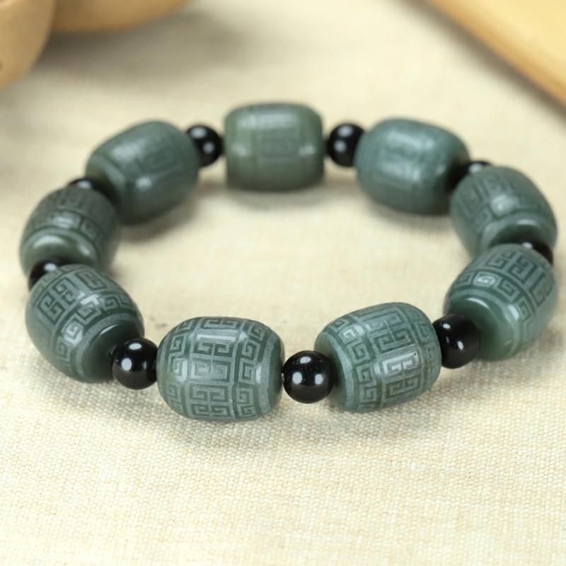 Vòng tay hoa văn cổ Hetian Jade cho nam và nữ