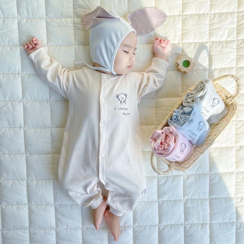 Bộ áo liền quần cotton nguyên chất cho bé, quần dài tay xuân thu cho bé, đồ ngủ cho nam và nữ, quần áo thường ngày đi chơi