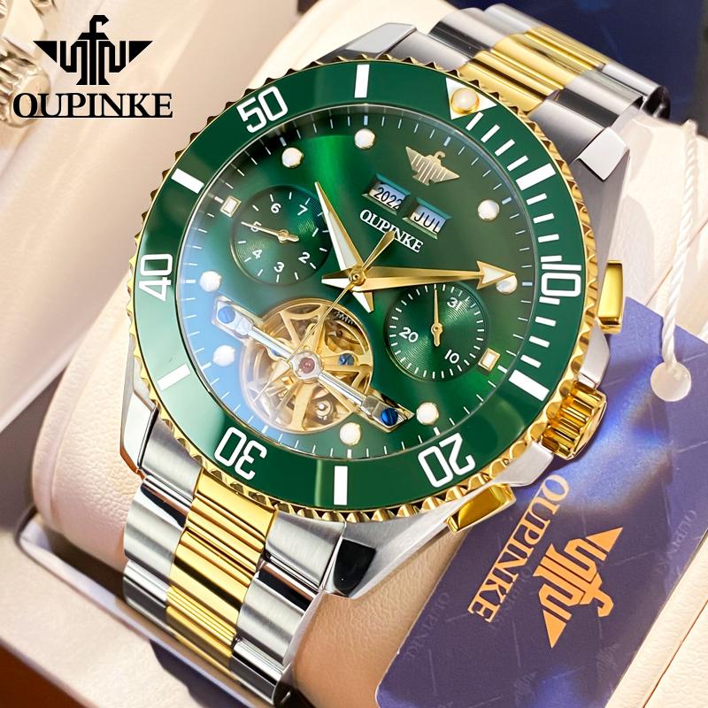 Thụy Sĩ Mới Nam Đồng Hồ Cơ Nam Nước Xanh Ma Rỗng Đa Chức Năng Tourbillon Thương Hiệu Chính Hãng Top Ten