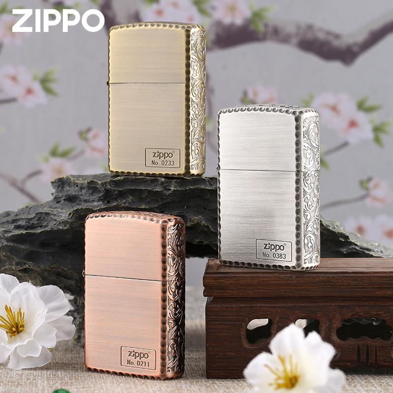 Zippo chính thức xác thực bật lửa Đường cỏ tôn viền đồng cổ bạc cổ xưa chống gió dầu hỏa bộ sưu tập quà tặng