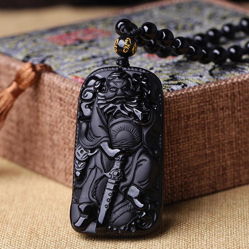 Đấu giá một nhân dân tệ chọn mặt dây chuyền Zhongkui chạm khắc obsidian tự nhiên mặt dây chuyền độc đoán của nam giới mặt dây chuyền ngọc bích nam và nữ