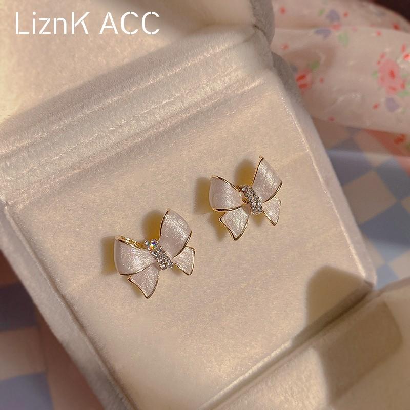 Bông tai nơ zircon độc đáo bằng bạc s925 dành cho nữ mùa hè thiết kế thích hợp Bông tai cao cấp 2022 xu hướng mới