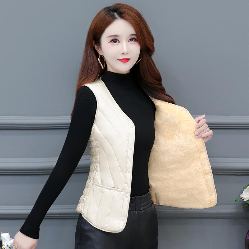 2022 Mới Xuống Cotton Nữ Ngắn Mỏng Size Lớn Áo Vest Thu Đông Áo Khoác Ngoài Ấm Áo Lót Vai