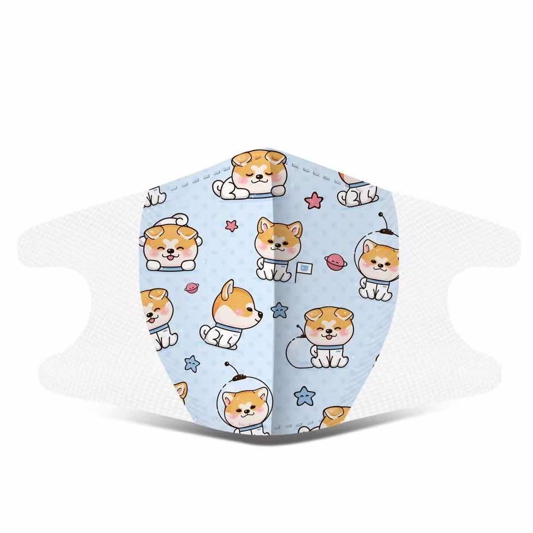 Shiba Inu Kitten Bunny Bunny Stereo Stereo Bụi Bụi trẻ em và ba lớp thoáng khí có chứa tiêm tan chảy