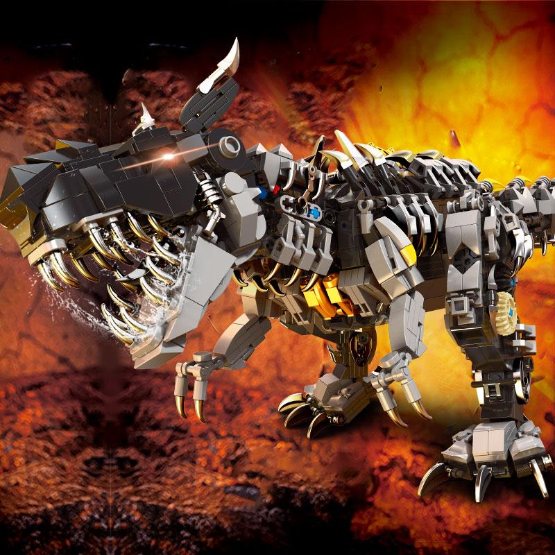 Trung Quốc Khối Xây Dựng Bé Trai Xếp Hình Đồ Chơi Lắp Ráp Trẻ Em Mecha Cơ Khí Khủng Long Tyrannosaurus Rex Rất Lớn 6 Tuổi