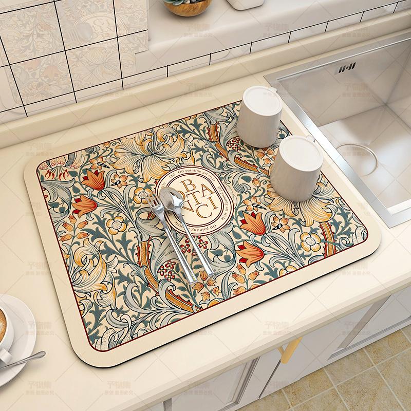 Bùn tảo cát thảm thoát nước nhà bếp bộ đồ ăn bát đũa rửa chén placemat kiểm soát nước cool pad máy tính để bàn tách trà mặt bàn cool pad hấp thụ nước