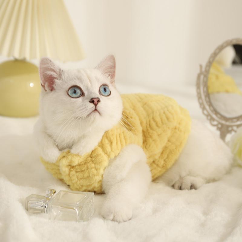 Quần áo mèo Mùa đông thú cưng ấm mèo con Puppet British Short Silver Gradient Vest Cat Inter New Year's New Year