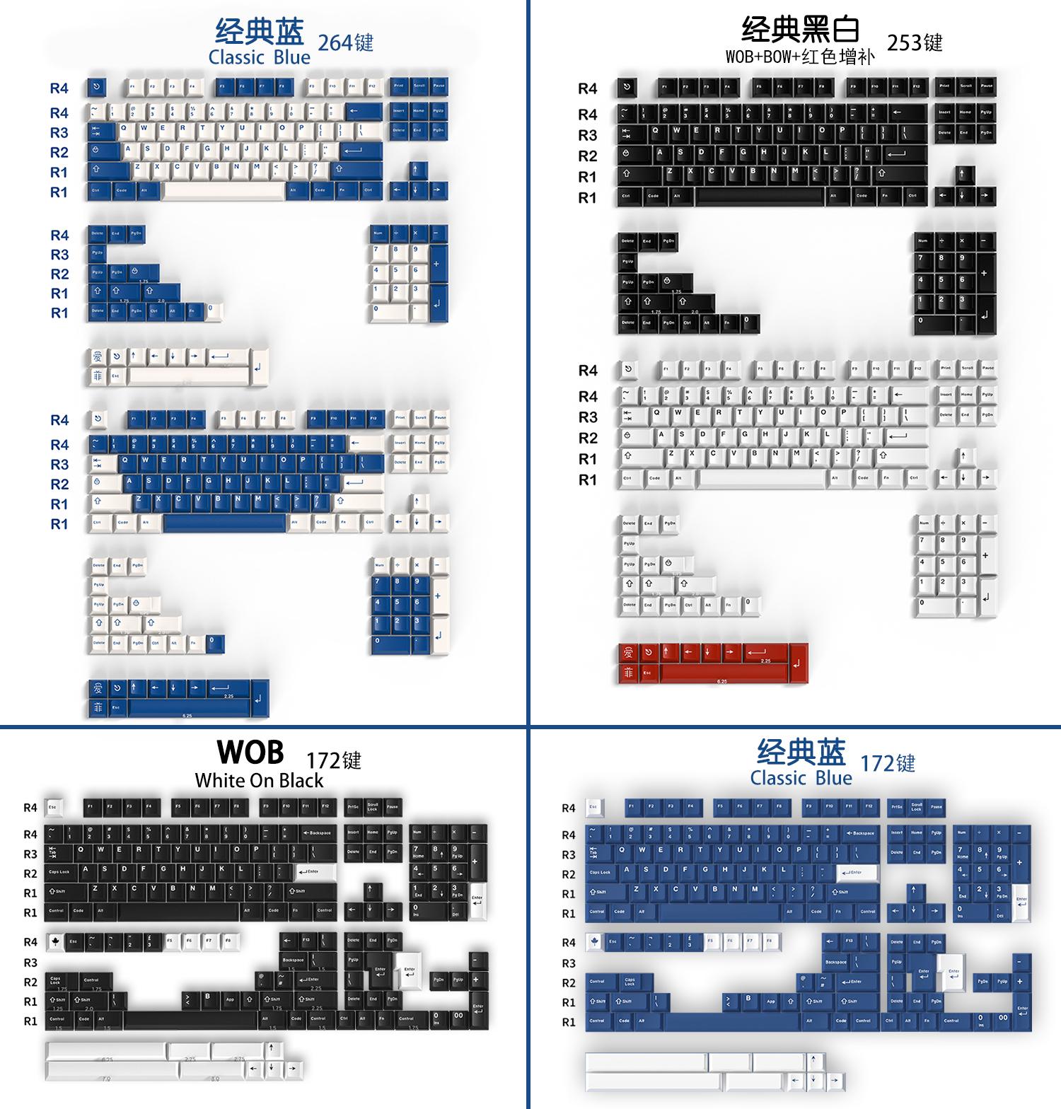 Aifei biểu tượng anh đào chiều cao ban đầu keycap ABS đúc hai màu toàn bộ ảo ảnh WOB Độc màu xanh cổ điển