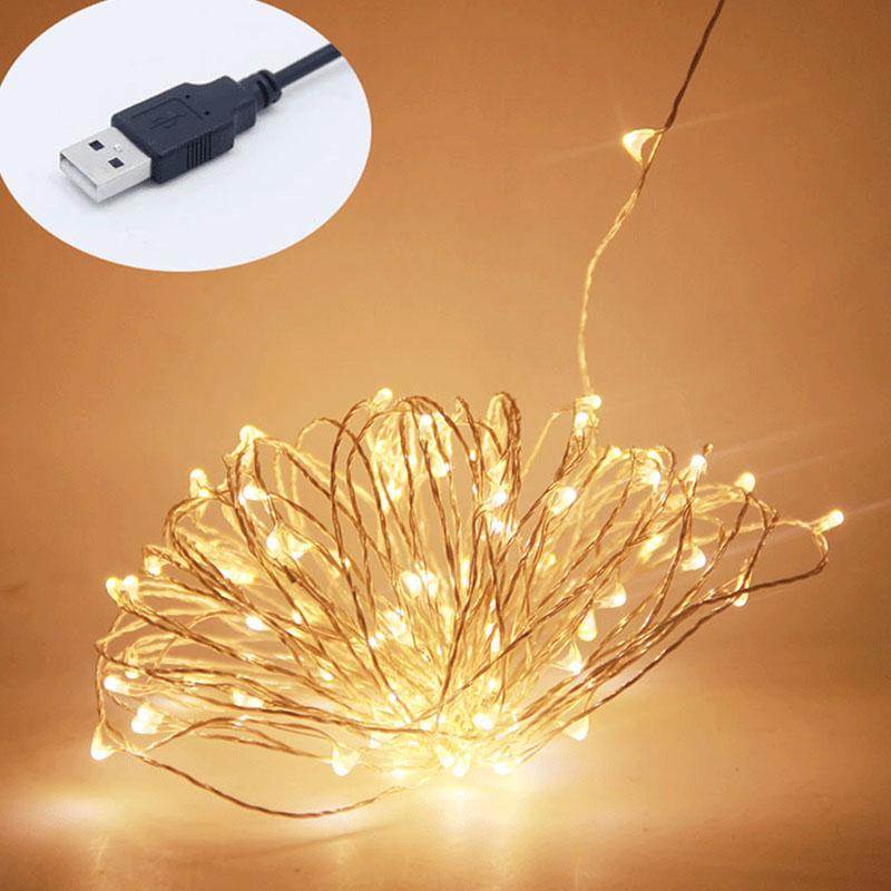 Sạc Di Động 5V Usb Led Dây Đồng Đèn Ngôi Sao Dây Đèn Ký Túc Xá Trang Trí Phòng Chống Thấm Nước Bầu Trời Đầy Sao 2 Mét