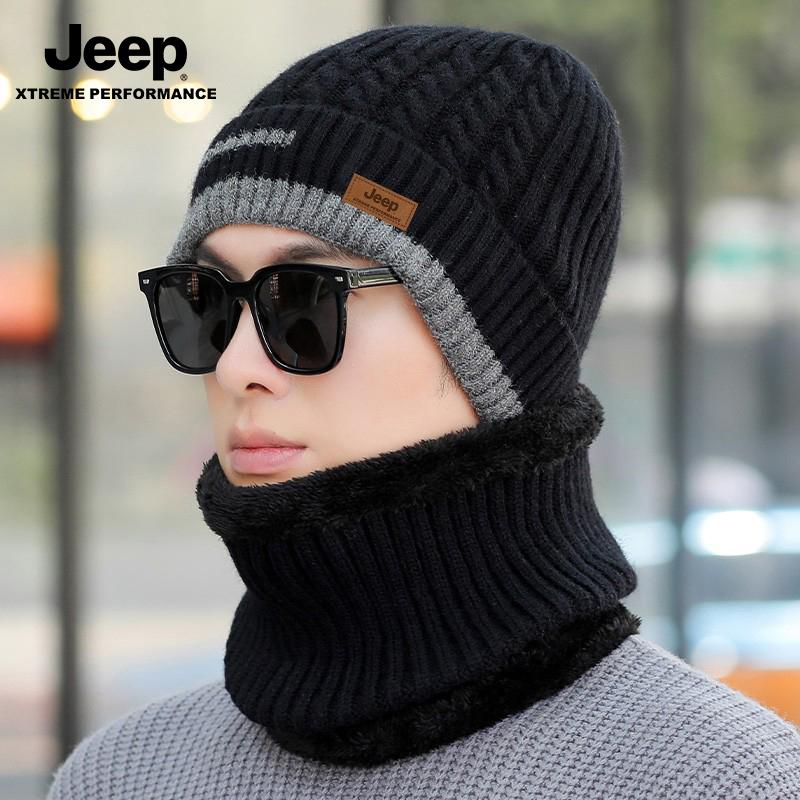 Xe Jeep Jeep Nón Nam Mùa Đông 2022 Mới Dày Nón Len Tất Cả Trận Chống Lạnh Chui Đầu Cổ Mũ Cotton Nam