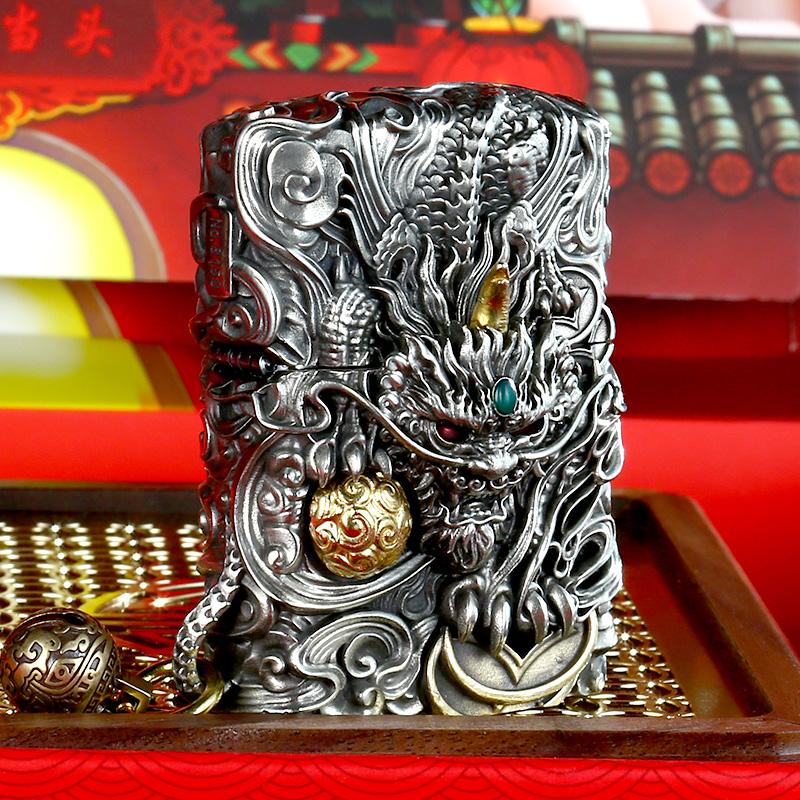 Bật lửa zippo chính hãng tài lộc Pixiu vỏ giáp đồng nguyên chất nam chống gió dầu hỏa Zibao quà tặng cá tính