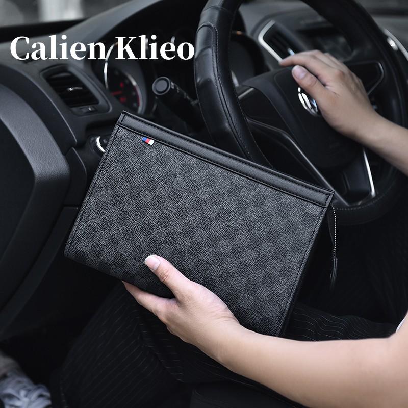 Calien Klieo Túi Clutch Nam Âu Mỹ Da Kẻ Ca Rô Túi Phong Bì Túi Clutch Thương Hiệu Lớn Túi Xách Nam