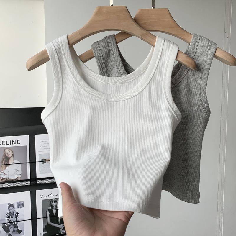 Cotton nhỏ vest nữ phù hợp với mùa hè bên trong đáy không tay treo áo khoác ngoài ins triều lộ rốn hot girl short top