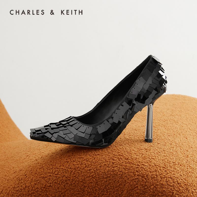 Charles & Keith22 Mùa đông Mới CK1-60280358 Giày đơn cao gót Sê-ri Polarit