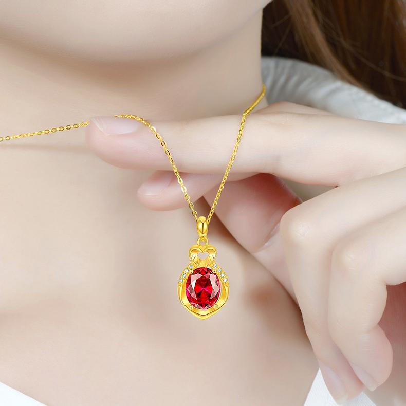 Vòng Cổ Vàng Nữ Tình Yêu 999 Mặt Dây Chuyền Chính Hãng Ruby Sang Trọng Quà Tặng Sinh Nhật Cho Bạn Gái Và Vợ