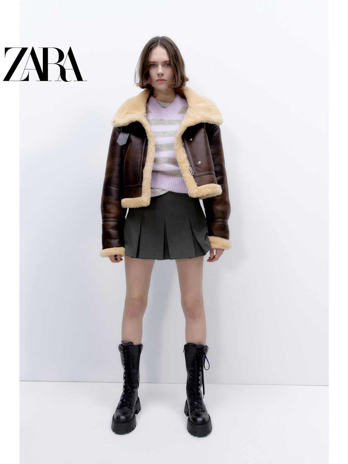 Chân váy xếp ly rộng eo cao TRF mới của ZARA mùa thu đông 8338501 922