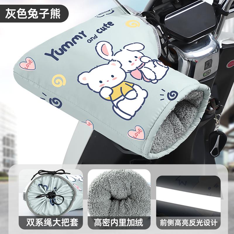 Điện Rider Tay Cầm Bộ Mùa Đông Pin Găng Tay Xe Máy Plus Nhung Dày Ấm Chống Gió Chống Lạnh Chống Tay Bao Da