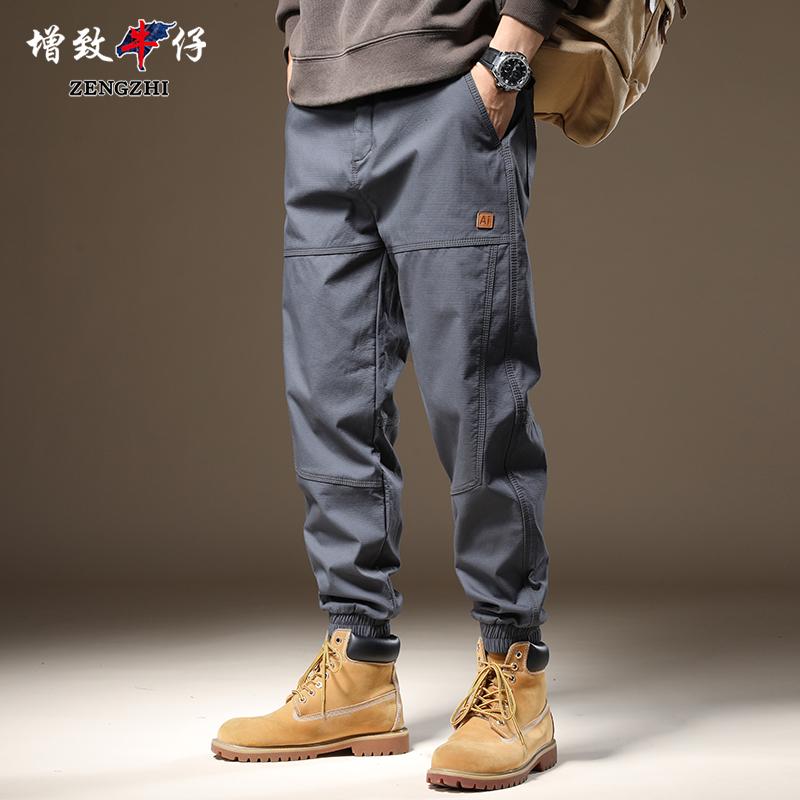 Zengzhi denim mùa thu và mùa đông quần âu nam cộng với nhung dày rộng tất cả các trận đấu hợp thời trang quần yếm mới ấm áp