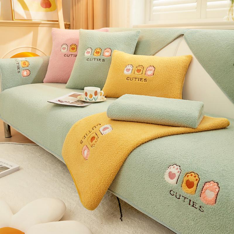 Mây Nhung Sofa Đệm Ấm Lưu Trữ Nhiệt Mùa Đông Bọc Ghế Sofa Bao Gồm Tất Cả Đa Năng Chống Trơn Trượt Bọc Ghế Sofa vải Khăn Dày