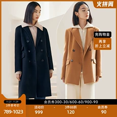 LILY2022 mùa đông mới quần áo nữ cao cấp cảm giác thoải mái ấm áp tất cả len cừu trung dài áo khoác len người đàn ông nhỏ