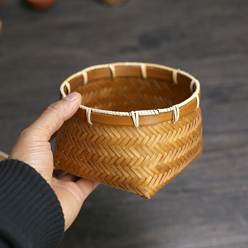 Giỏ tre nhỏ đựng trà kẹo, giỏ tre nhỏ handmade, khay trà retro, giỏ tre nhỏ đám cưới, đồ ăn nhẹ, giỏ tre phòng ăn