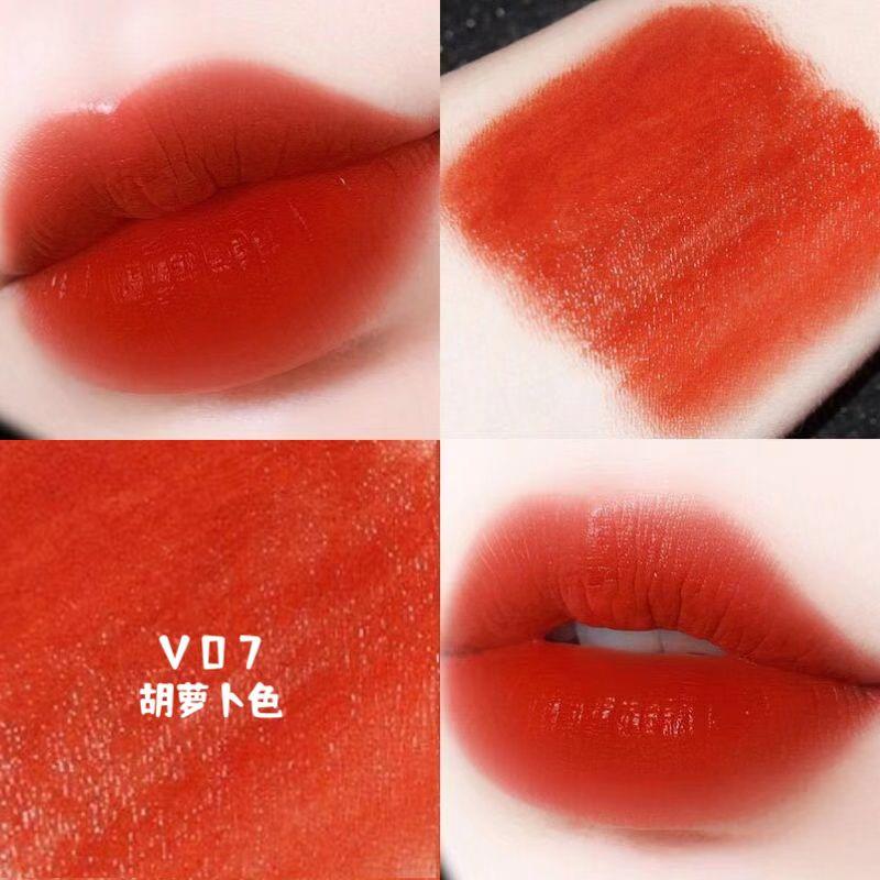 Nhật Ký Hoàn Hảo V07 Velvet Velvet Lip Glaze Matte Màu Cà Rốt Son Môi V01 Sinh Viên Thu Đông Chính Thức Xác Thực