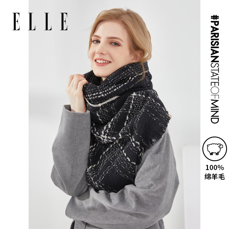 ELLE100% Khăn Len Nữ Thu Đông Nhỏ Hương Thơm Khăn Choàng Ngoài Trời Ấm Khăn Thời Trang Đa Năng Thường Ngày