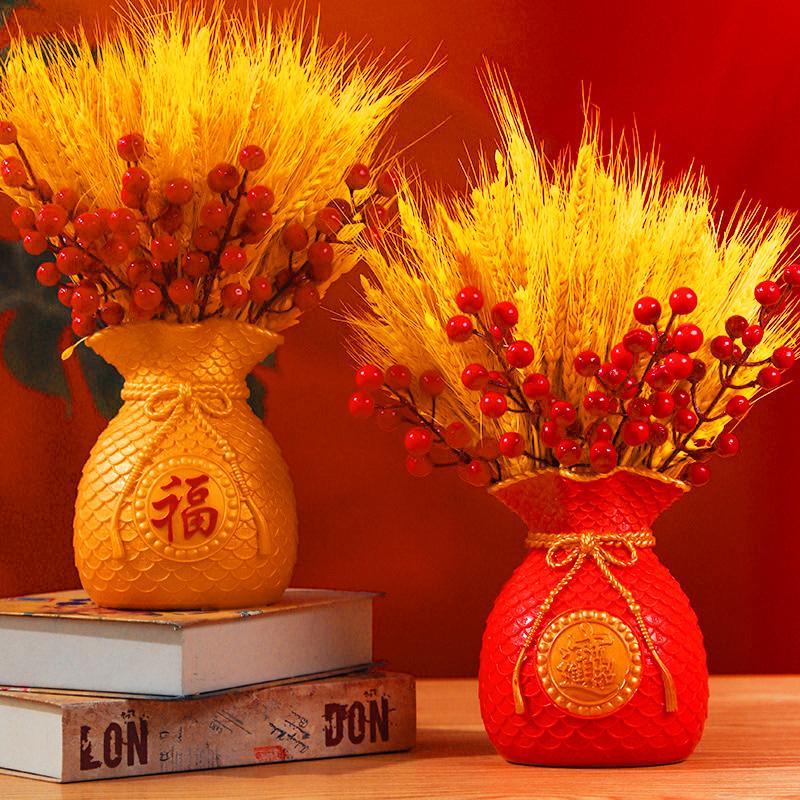 Năm mới Creative Natural Gold Wheat mô phỏng hoa Dalbai uống hoa quái thú