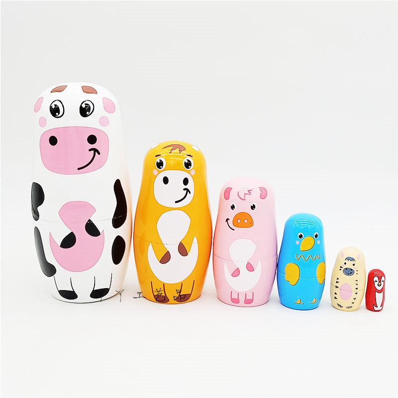 6 Lớp Bò Matryoshka Động Vật Chúa Giêsu Quà Tặng Sinh Nhật Mẫu Giáo Giảng Bằng Gỗ Thủ Công Quà Tặng Trang Trí