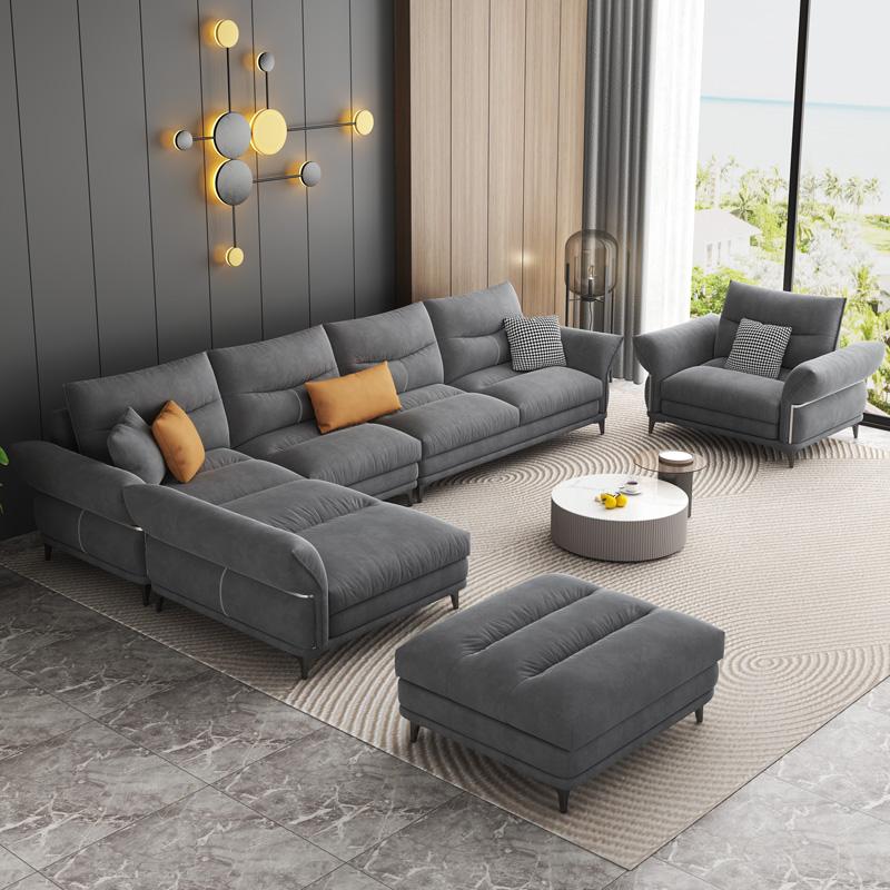 Sofa vải công nghệ vải Phong cách Ý tối giản phòng khách lưng cao căn hộ nhỏ hàng thẳng ba hoặc bốn người kem wabi-sabi