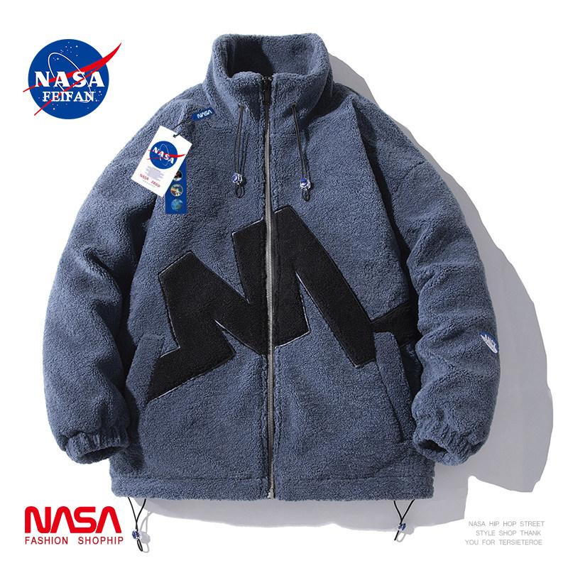 NASA chung Lamb Cashmere County Jacket Winter Plus Velvet Đổ dày Cotton Jacket Loose Tide Tide Tide