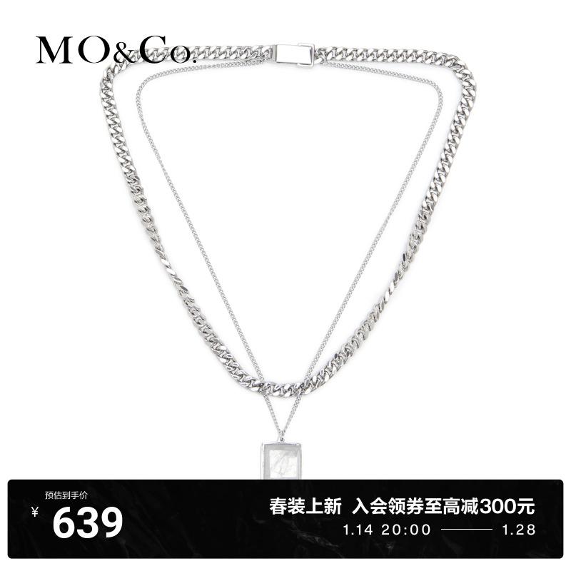 MOCO2023 Mùa Xuân Mới Xuất Hiện Đá Pha Lê Đôi Vòng Cổ Kim Loại Xương Đòn Chuỗi MBC1JEW005 Quà Tặng Giáng Sinh