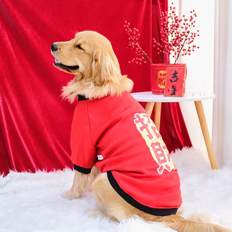 Quần áo cho chó lớn Lễ hội năm mới mùa thu và mùa đông chó tha mồi vàng Labrador chó vừa và lớn Chúc mừng năm mới quần áo mùa đông