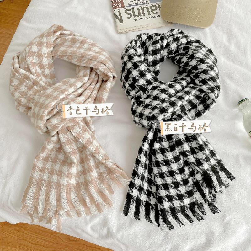 Nhà thiết kế thương hiệu châu Âu cùng một chiếc Chito Bird Grid SOVERELL SCARF Phiên bản tiếng Hàn Cashmere ấm BIB sinh viên cổ sinh học