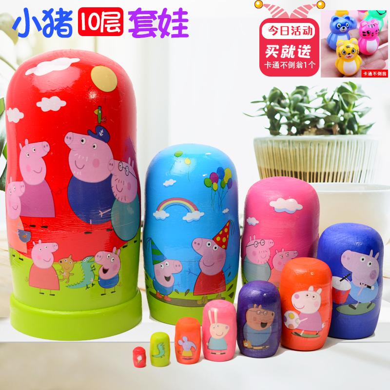 Matryoshka Đồ chơi Matryoshka Quà tặng Giáng sinh Quà lưu niệm Gỗ thủ công nguyên chất Gỗ Thủ công Quà tặng Trang trí Một bộ bảo vệ môi trường hoàn chỉnh