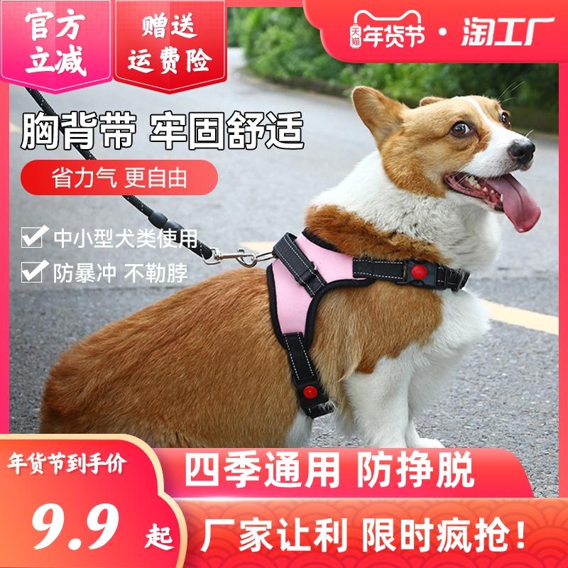 Dây dắt chó kiểu vest cỡ vừa chó nhỏ corgi bichon gấu bông ôm ngực túi bé chó con xích chó đi dạo xích chó