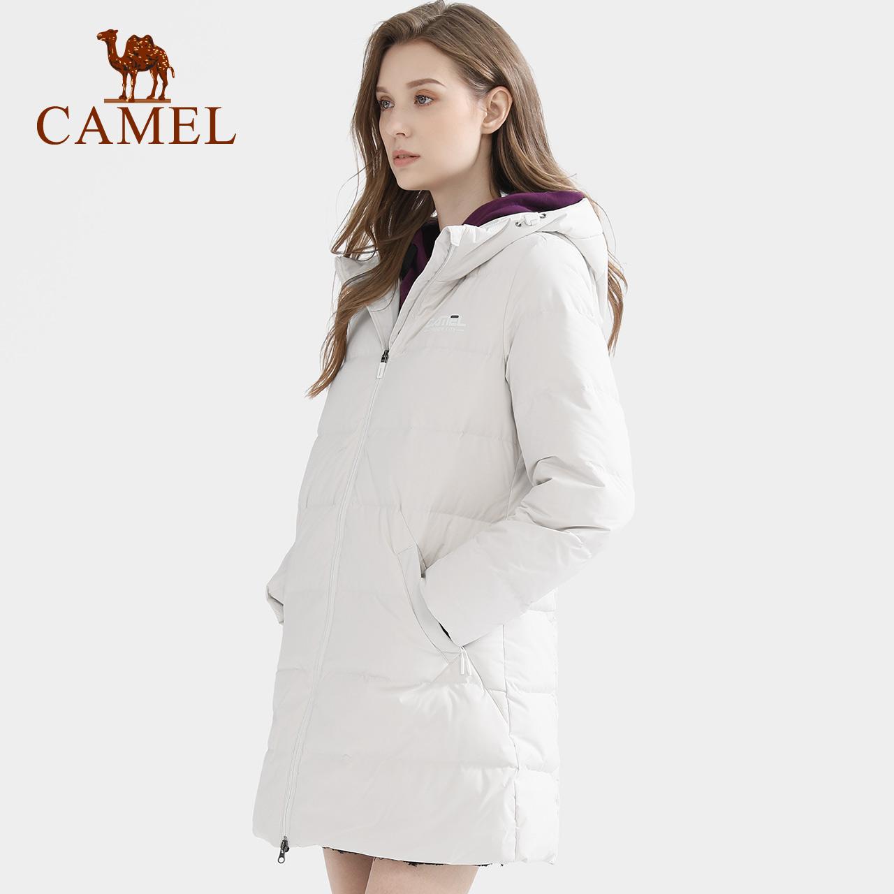 Camel Outdoor Down Áo khoác 2021 Mùa thu và mùa đông mới có thể chống nóng Gió mũ trùm đầu, áo khoác cotton bánh mì