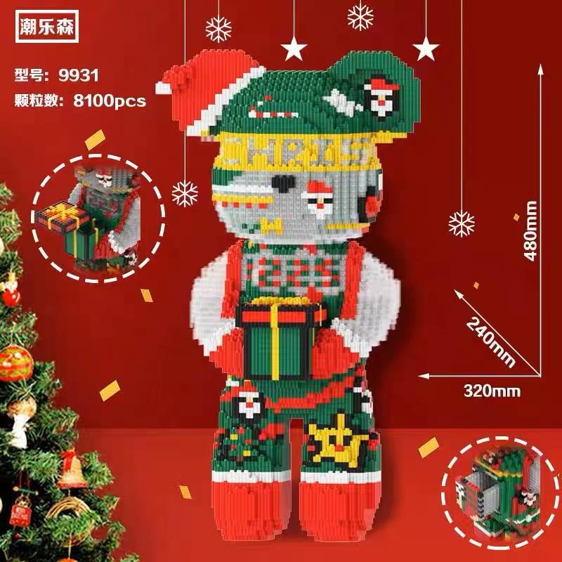 Bạo Lực Gấu Quà Tặng Giáng Sinh 3D Stereo Ghép Đồ Chơi Lắp Ráp Thích Hợp Cho Lego Khối Xây Dựng Bé Trai Và Bé Gái