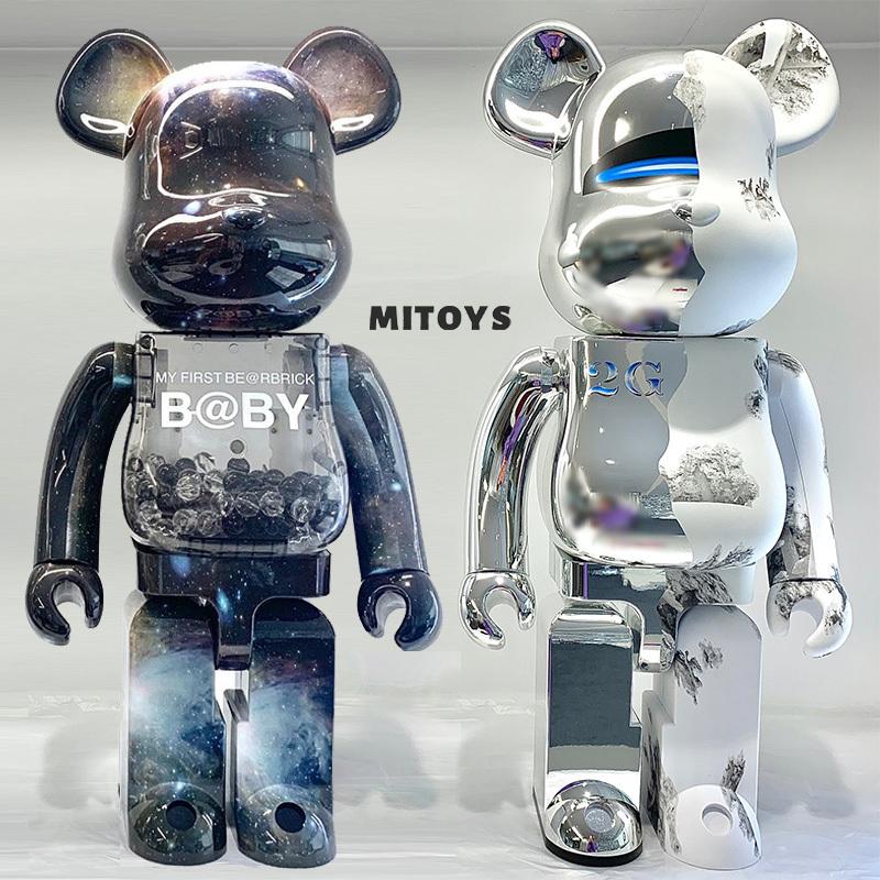 Bearbrick400% bạo lực gấu bầu trời đầy sao Qianqiu khối xây dựng gấu trang trí phòng khách Triều chơi mù hộp mô hình búp bê