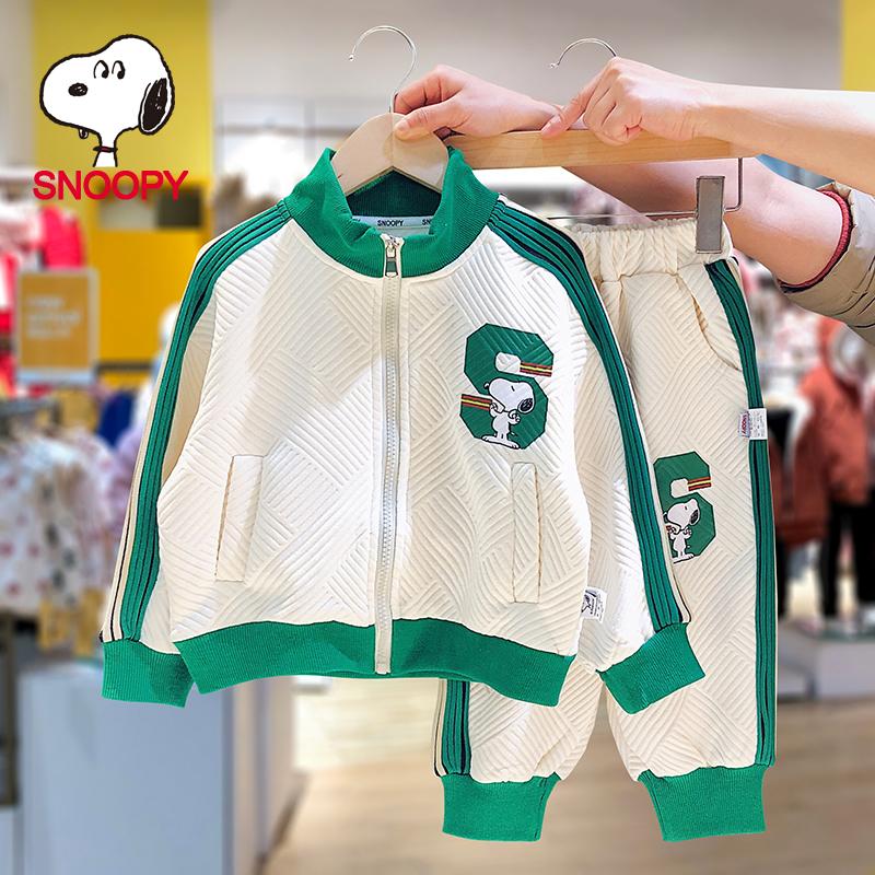 Snoopy Không Gian Trẻ Em Cotton Bộ Đồ Thể Thao Thường Ngày Cho Bé Hai Mảnh 2023 Mới Mùa Xuân Và Mùa Thu Quần Áo Cho Bé Trai Và Bé Gái