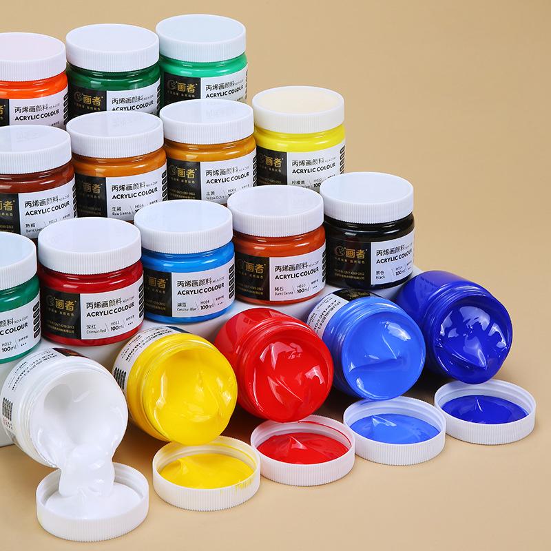 Sơn acrylic chống thấm nước chống nắng không phai trẻ em không độc hại màu trắng đổ đầy đóng hộp kết cấu đơn sắc dụng cụ vẽ sơn hướng dẫn sử dụng sơn tự làm 100ml vàng 300ml dung tích lớn bán buôn