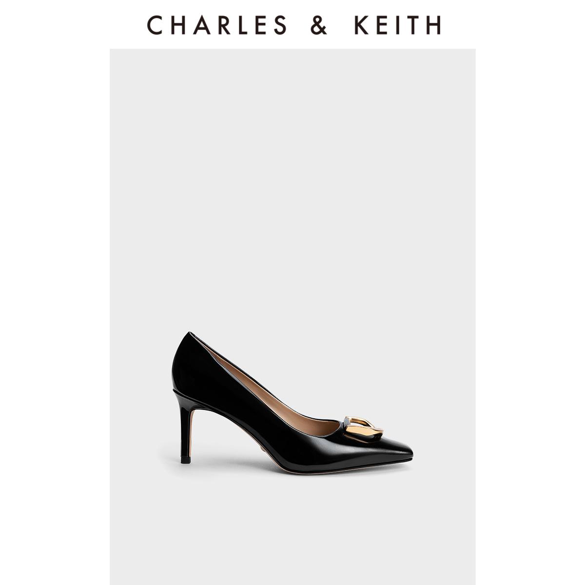 CHARLES&KEITH23 mùa xuân sản phẩm mới SL1-61720046 thời trang giày cao gót đơn đầu vuông nhỏ giày nữ