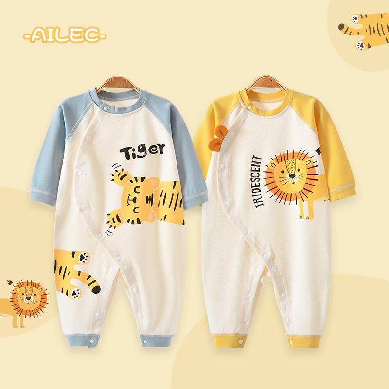 Áo Liền Quần Cho Bé Mùa Xuân Cotton Nam Nữ Quần Áo Sơ Sinh Xuân Thu Hoạt Hình Không Xương Áo Liền Quần Mùa Xuân Quần Liền Quần